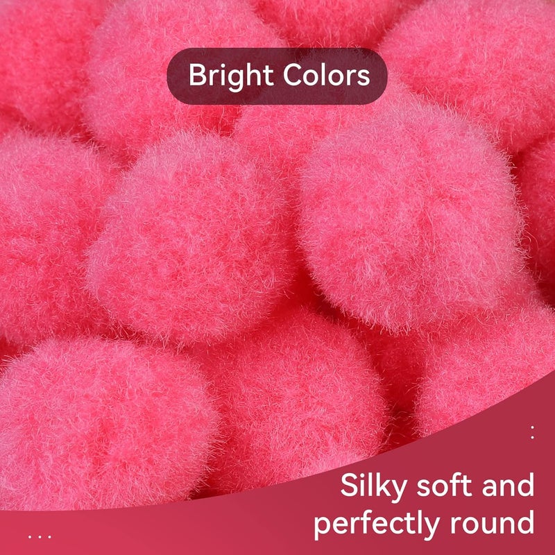 MORFEN 150 Pcs Pom Poms, 1 Inch Dark Pink Craft Pom Poms, Fuzzy Pompom Puff Balls, Small Pom Pom Balls for DIY Arts, Crafts Projects, Home Decorations - Image 4
